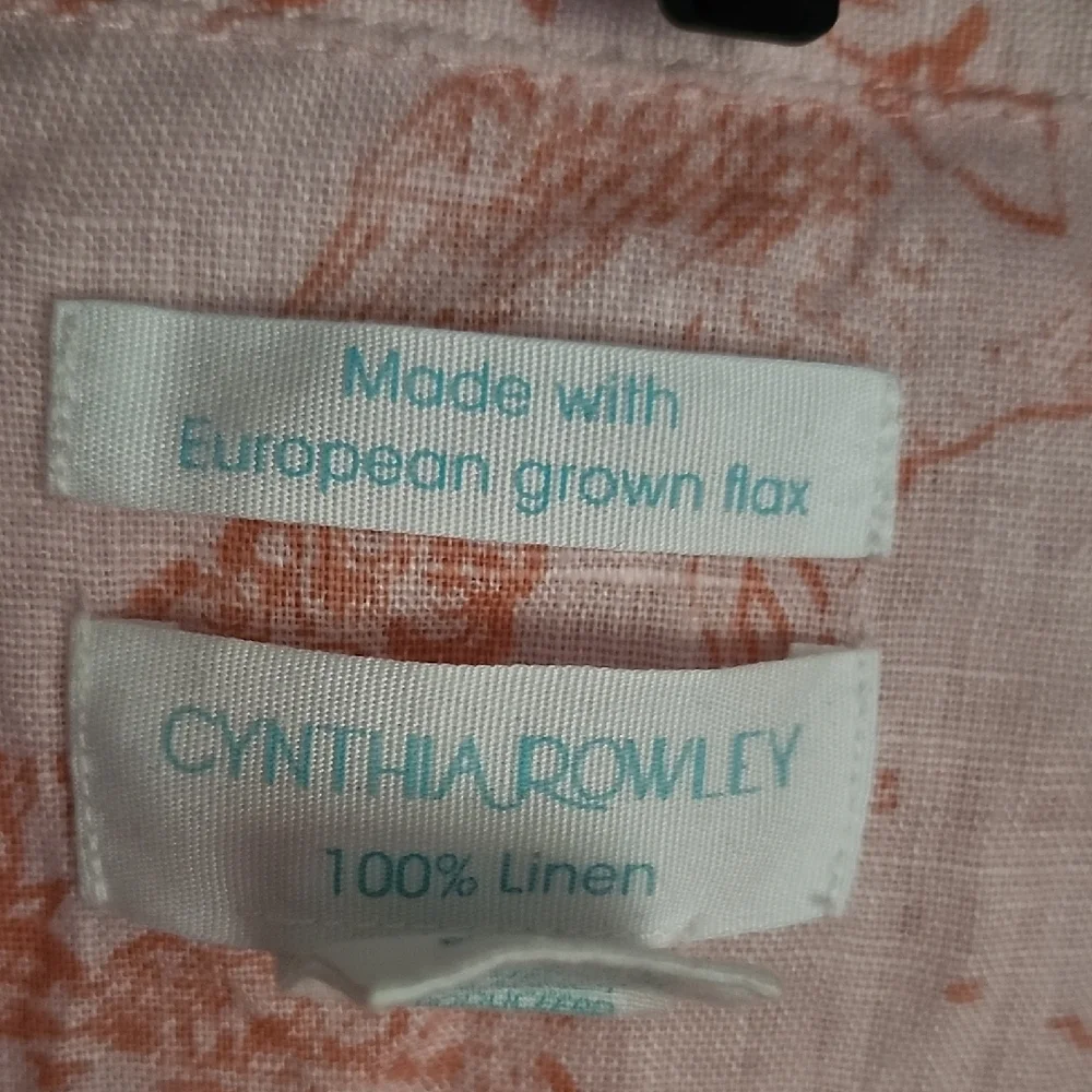 Cynthia Rowley 100% Linen Button Down Tropical Print Shirt - Picture 3 of 14